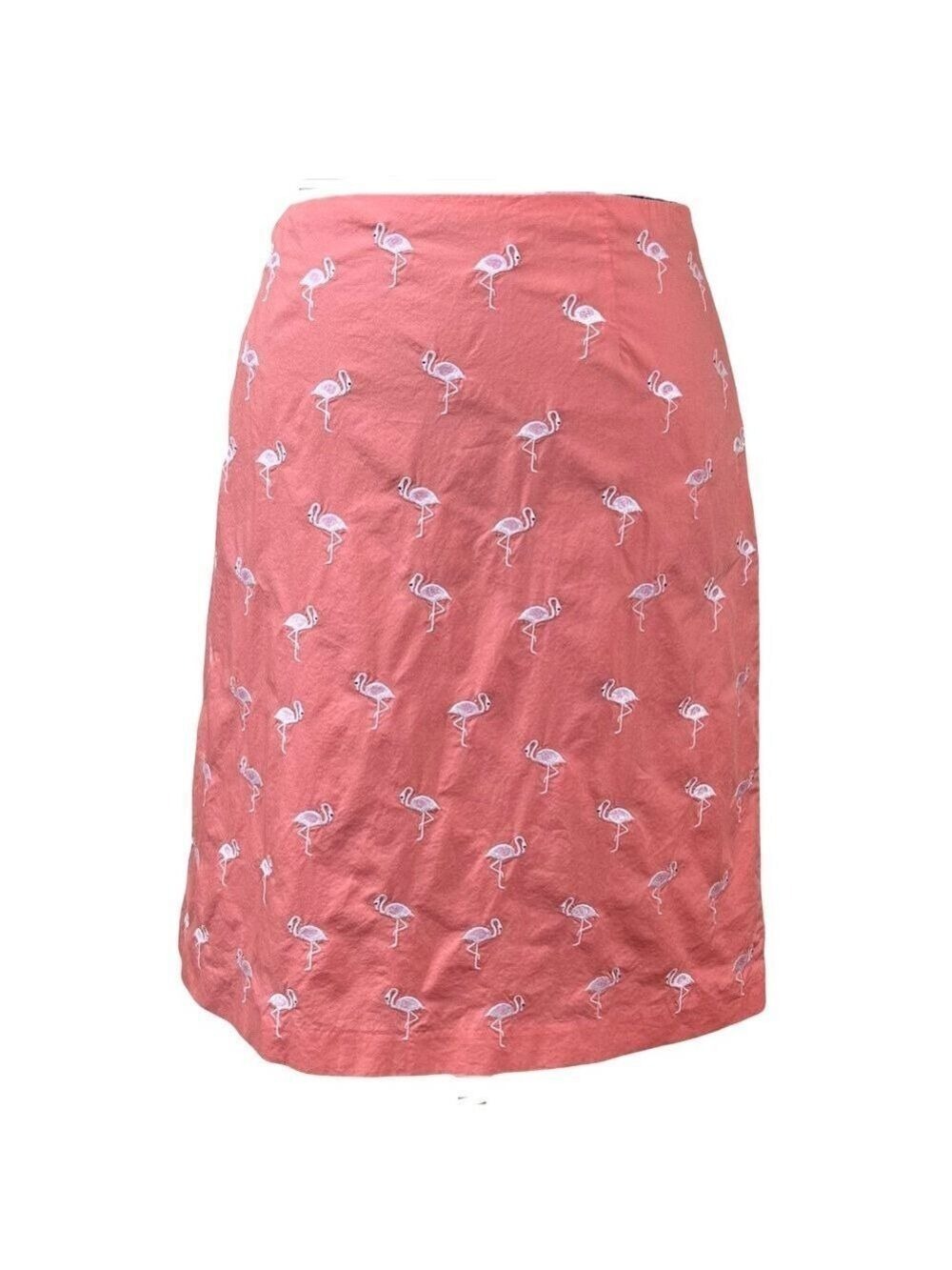 Talbots Coral Pink Flamingo Embroidered Skirt Size 16